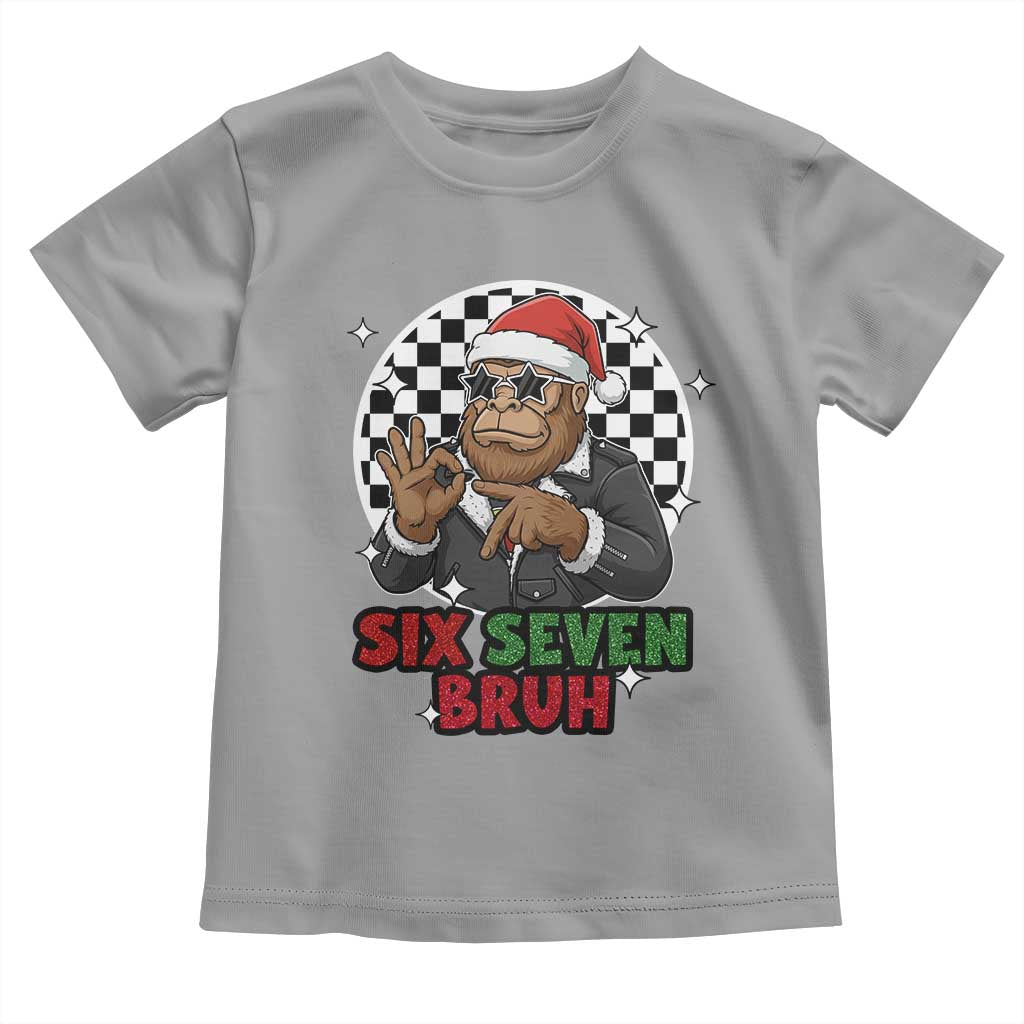 Biker Santa Six Seven Bruh Toddler T Shirt Christmas Gift For Gen Z TS12 Sport Gray Print Your Wear