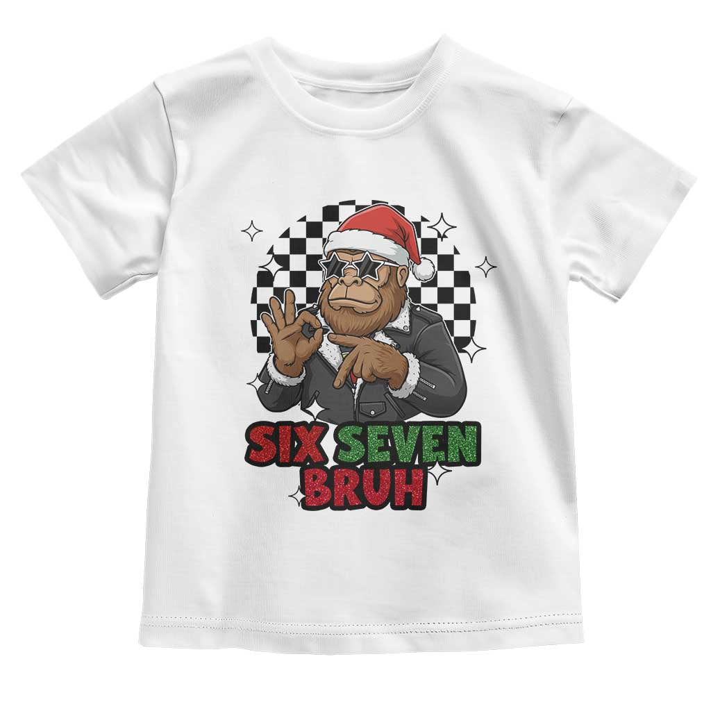 Biker Santa Six Seven Bruh Toddler T Shirt Christmas Gift For Gen Z TS12 White Print Your Wear