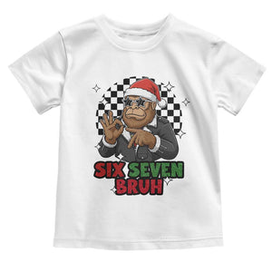Biker Santa Six Seven Bruh Toddler T Shirt Christmas Gift For Gen Z TS12 White Print Your Wear