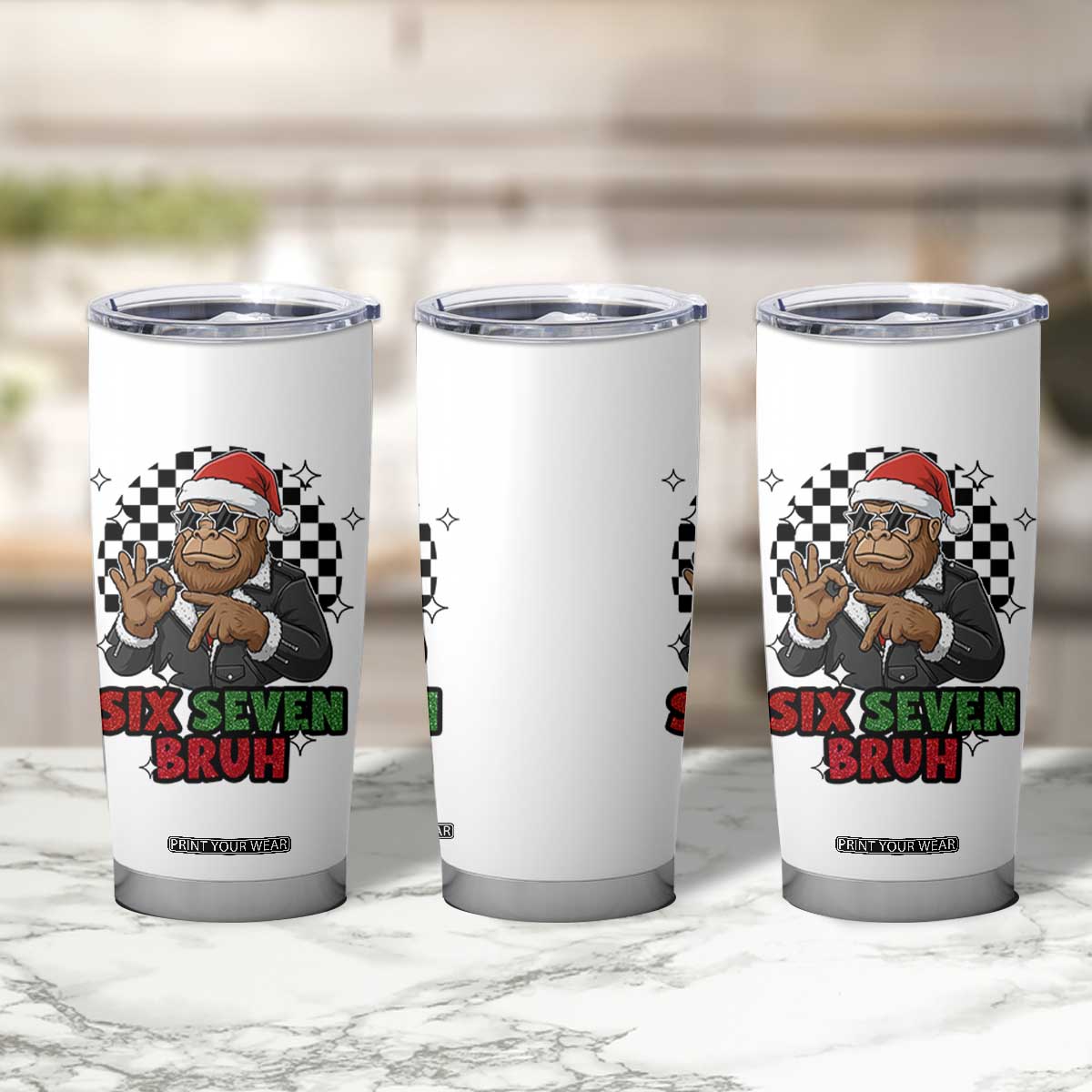 Biker Santa Six Seven Bruh Tumbler Cup Christmas Gift For Gen Z TS12 Print Your Wear