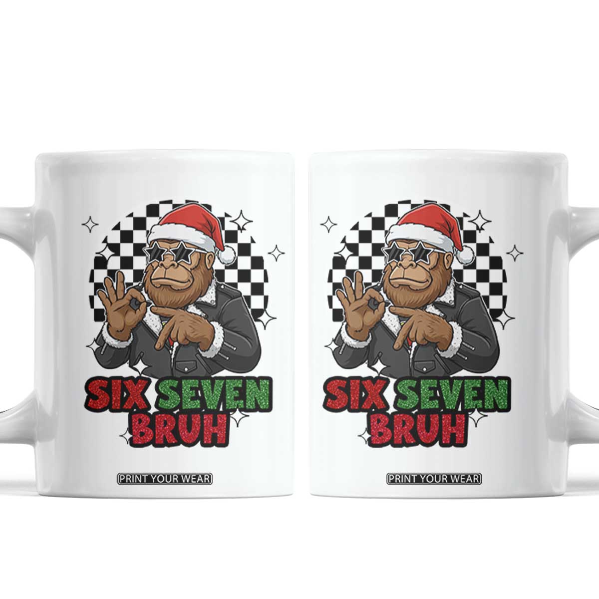 Biker Santa Six Seven Bruh Coffee Mug Christmas Gift For Gen Z TS12 White Print Your Wear