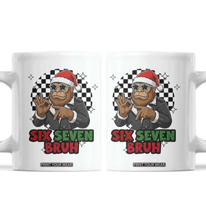 Biker Santa Six Seven Bruh Coffee Mug Christmas Gift For Gen Z TS12 White Print Your Wear