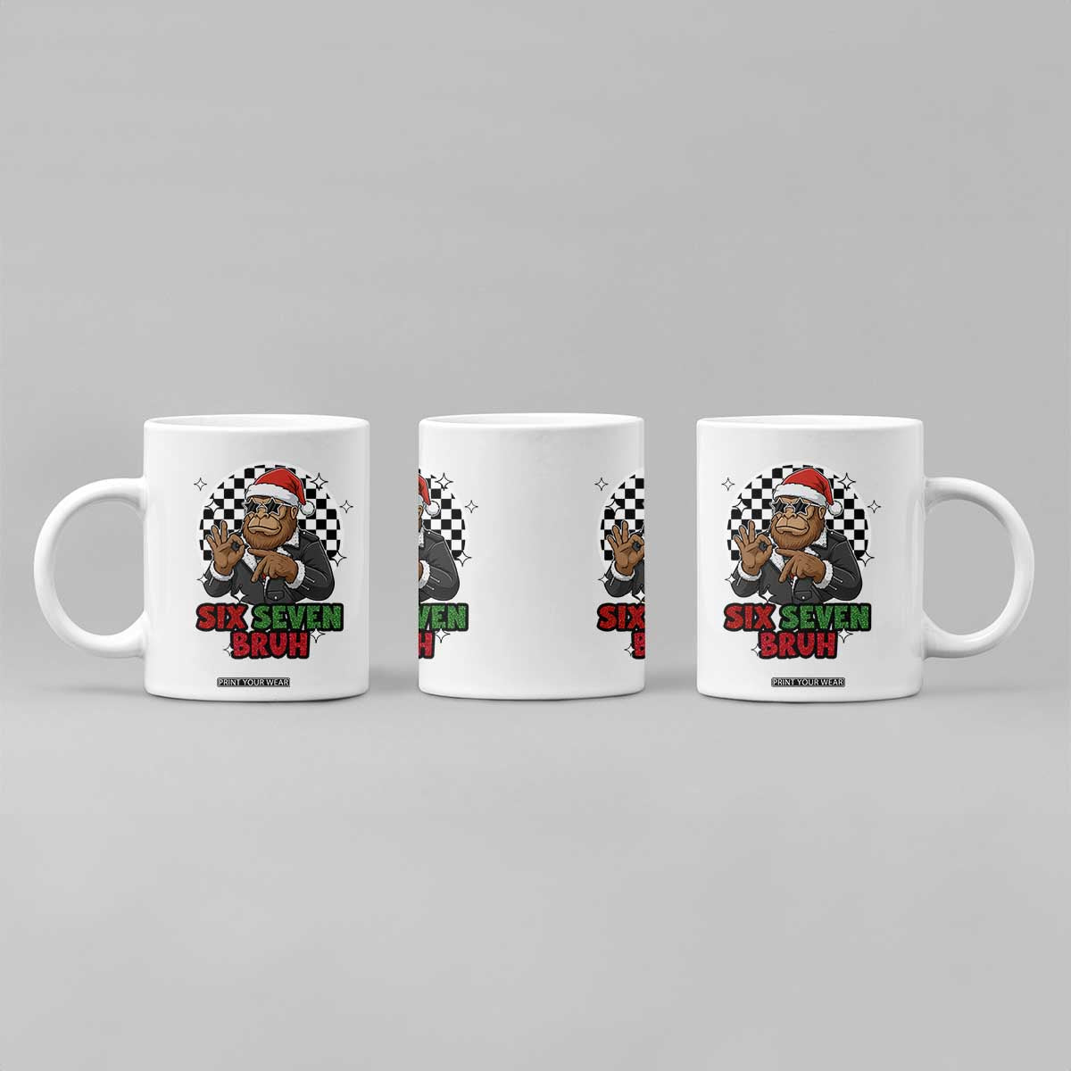 Biker Santa Six Seven Bruh Coffee Mug Christmas Gift For Gen Z TS12 Print Your Wear