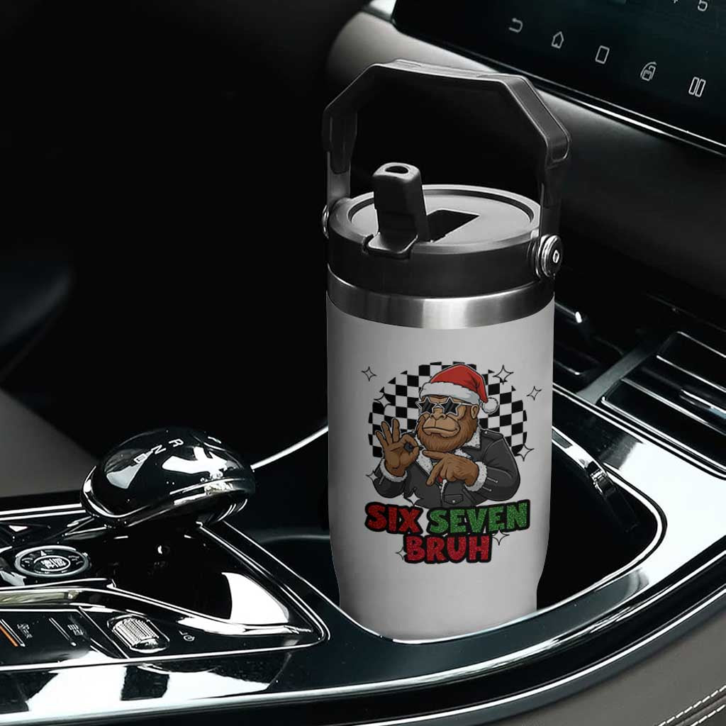 Biker Santa Six Seven Bruh Flip Straw Tumbler Christmas Gift For Gen Z TS12 Print Your Wear