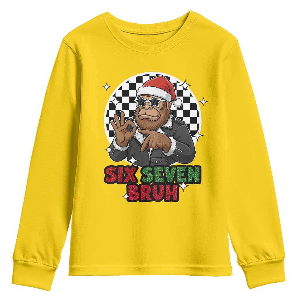 Biker Santa Six Seven Bruh Youth Sweatshirt Christmas Gift For Gen Z TS12 Daisy Print Your Wear