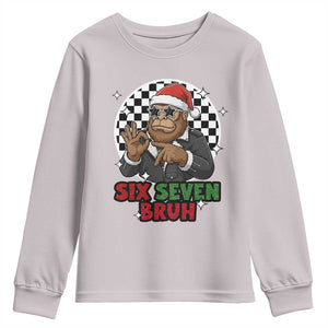 Biker Santa Six Seven Bruh Youth Sweatshirt Christmas Gift For Gen Z TS12 Ice Gray Print Your Wear