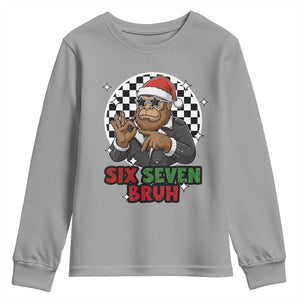Biker Santa Six Seven Bruh Youth Sweatshirt Christmas Gift For Gen Z TS12 Sport Gray Print Your Wear