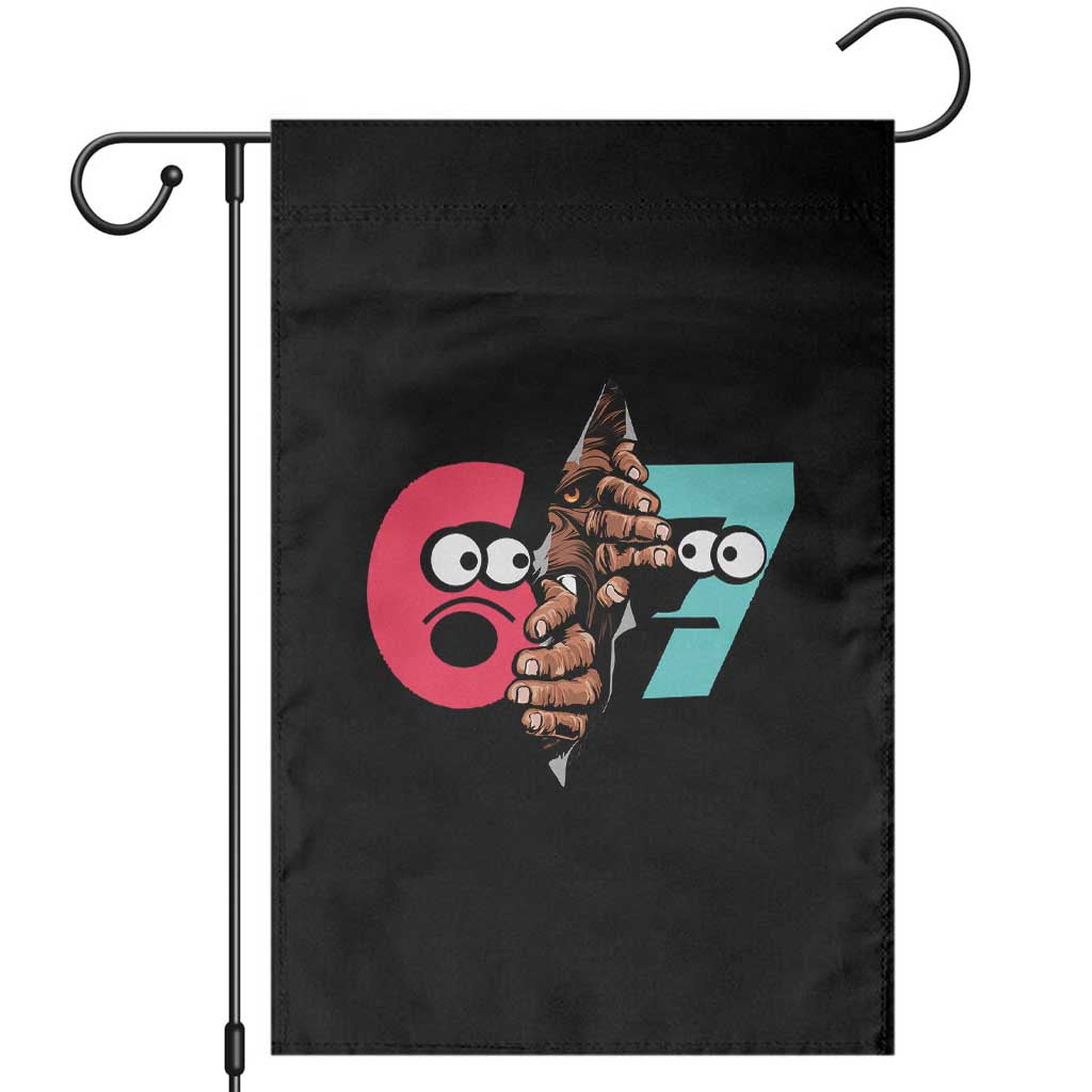 Bigfoot Six Seven Meme Garden Flag 67 Viral Gen Alpha Slang Gift TS12 Black Print Your Wear