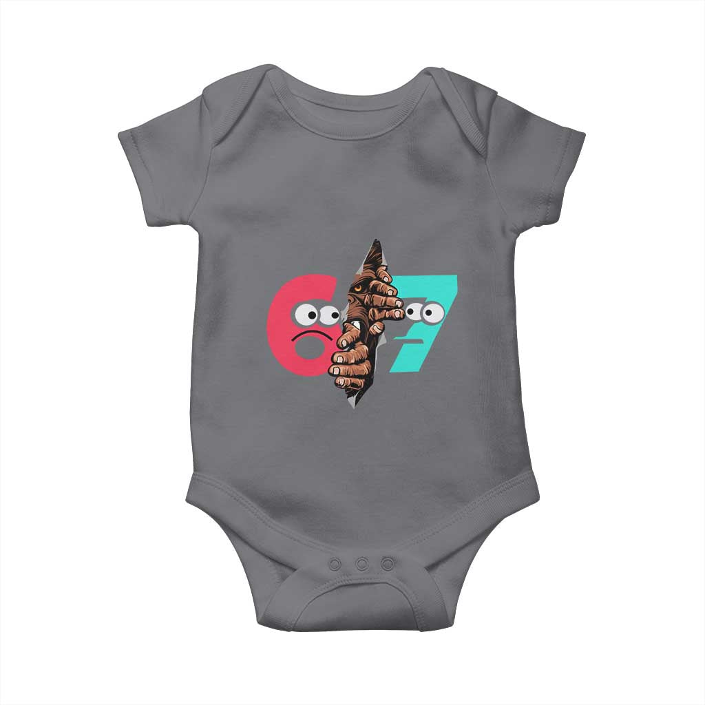 Bigfoot Six Seven Meme Baby Onesie 67 Viral Gen Alpha Slang Gift TS12 Charcoal Print Your Wear