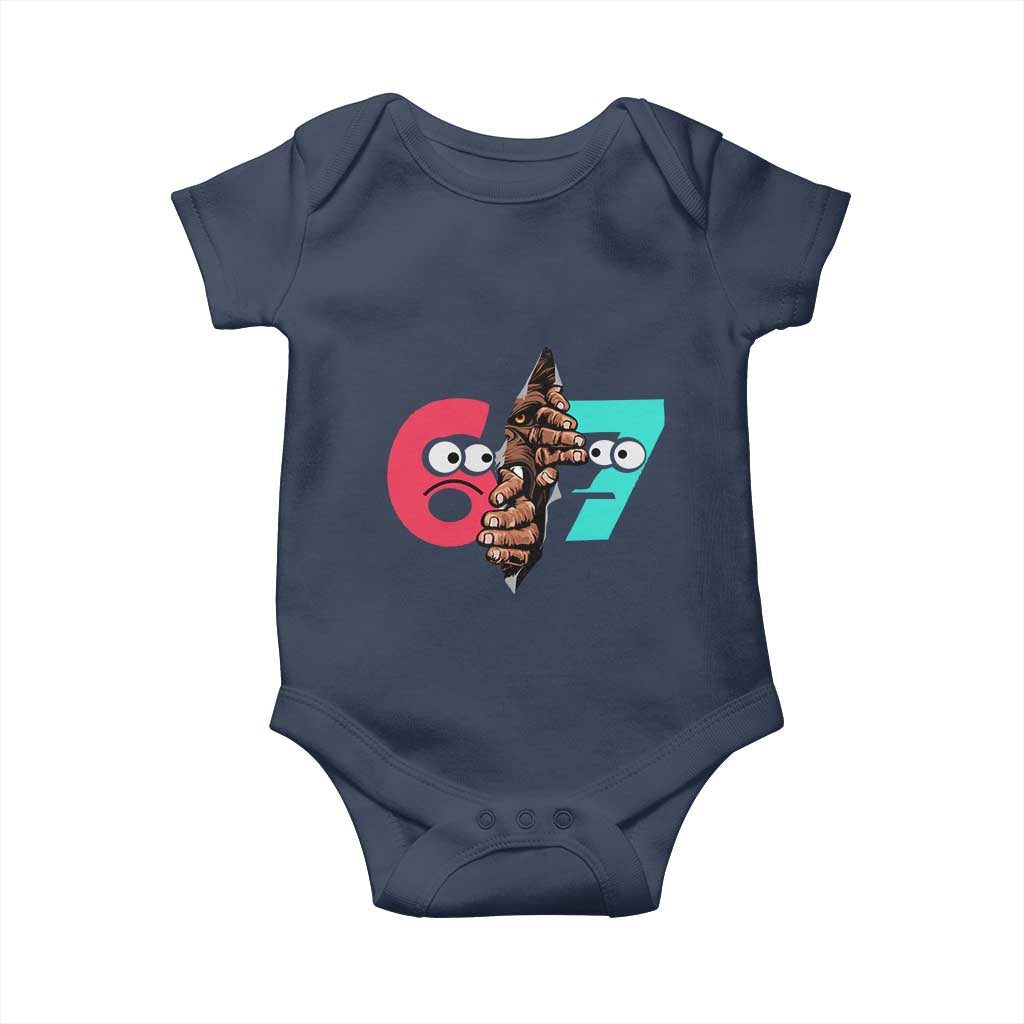 Bigfoot Six Seven Meme Baby Onesie 67 Viral Gen Alpha Slang Gift TS12 Navy Print Your Wear