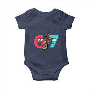 Bigfoot Six Seven Meme Baby Onesie 67 Viral Gen Alpha Slang Gift TS12 Navy Print Your Wear