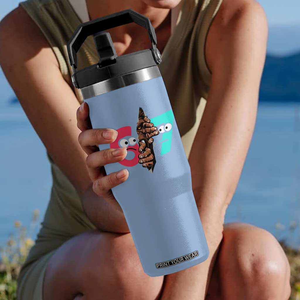 Bigfoot Six Seven Meme Flip Straw Tumbler 67 Viral Gen Alpha Slang Gift TS12 One Size: 30 oz Light Blue Print Your Wear