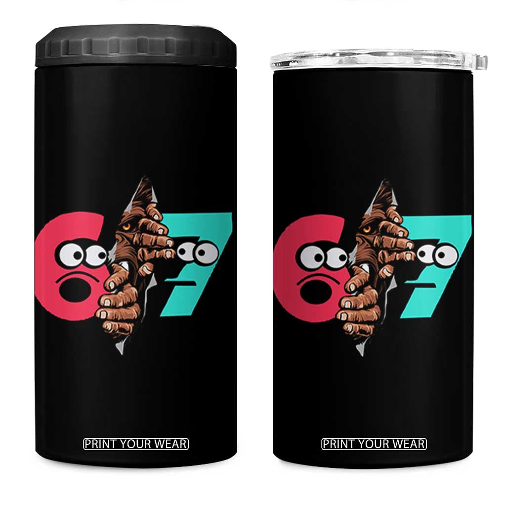 Bigfoot Six Seven Meme 4 in 1 Can Cooler Tumbler 67 Viral Gen Alpha Slang Gift TS12 One Size: 16 oz Black Print Your Wear