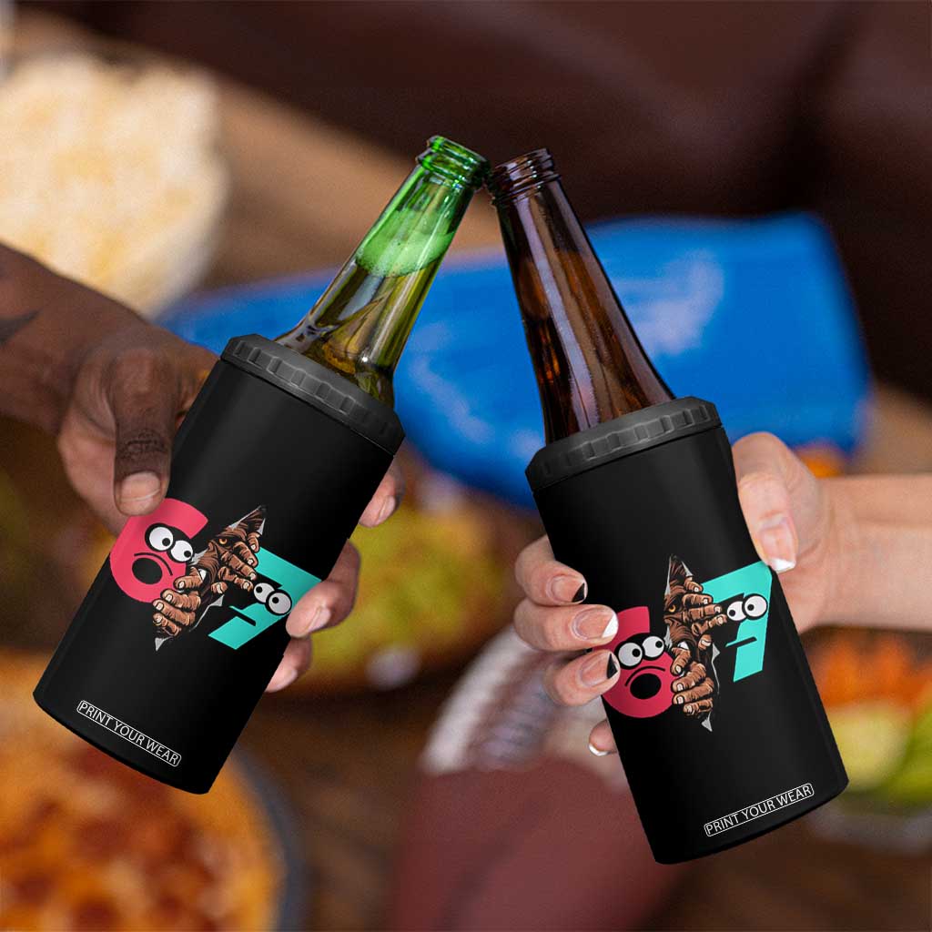 Bigfoot Six Seven Meme 4 in 1 Can Cooler Tumbler 67 Viral Gen Alpha Slang Gift TS12 Print Your Wear