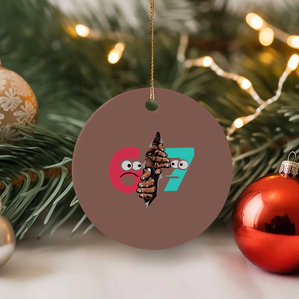 Bigfoot Six Seven Meme Ceramic Ornament 67 Viral Gen Alpha Slang Gift TS12 1pc Mocha Print Your Wear