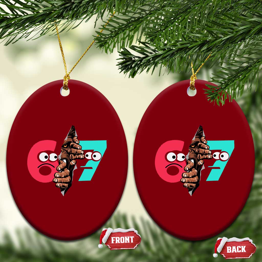 Bigfoot Six Seven Meme Ceramic Ornament 67 Viral Gen Alpha Slang Gift TS12 Print Your Wear