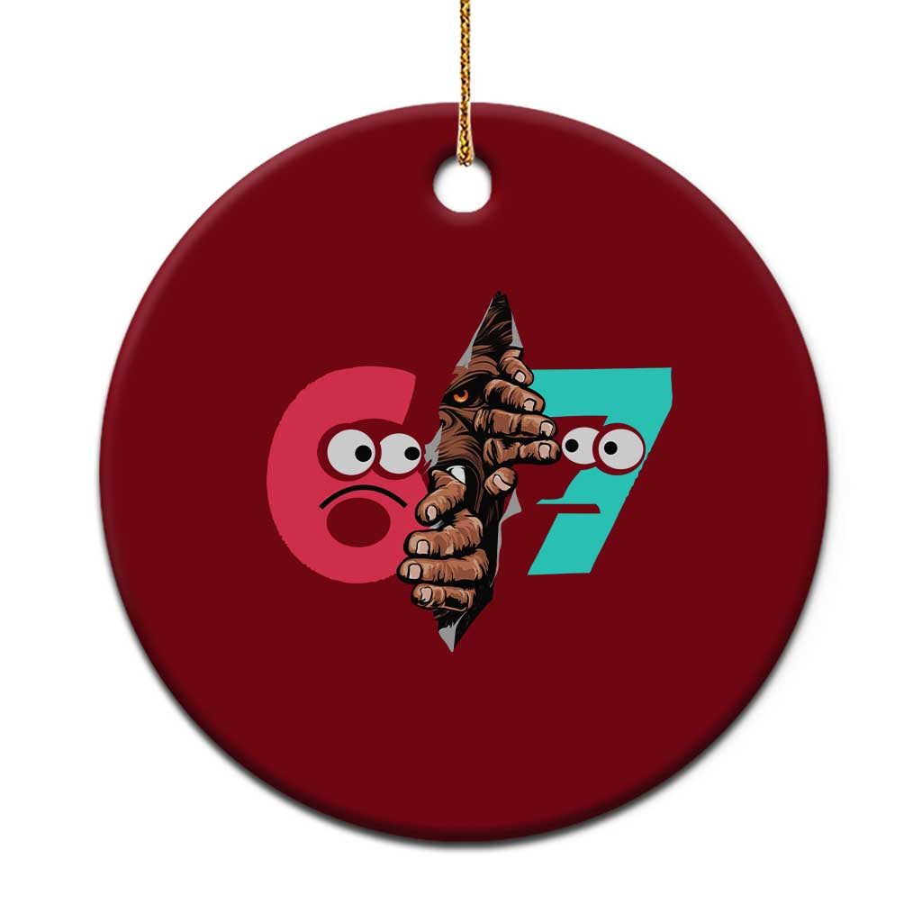 Bigfoot Six Seven Meme Ceramic Ornament 67 Viral Gen Alpha Slang Gift TS12 1pc Red Print Your Wear