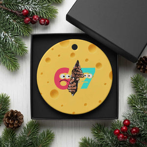 Bigfoot Six Seven Meme Ceramic Ornament 67 Viral Gen Alpha Slang Gift TS12 1pc Yellow Cheese Print Your Wear