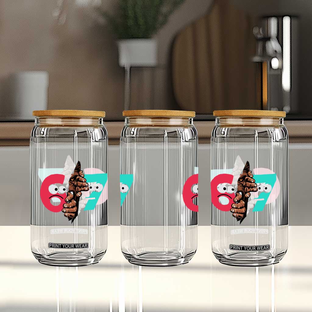 Bigfoot Six Seven Meme Glass Can 67 Viral Gen Alpha Slang Gift TS12 Print Your Wear