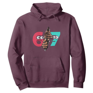 Bigfoot Six Seven Meme Hoodie 67 Viral Gen Alpha Slang Gift TS12 Maroon Print Your Wear