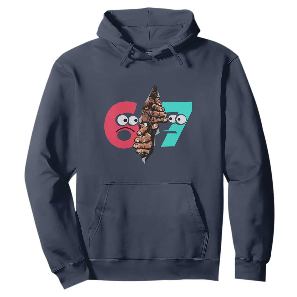 Bigfoot Six Seven Meme Hoodie 67 Viral Gen Alpha Slang Gift TS12 Navy Print Your Wear