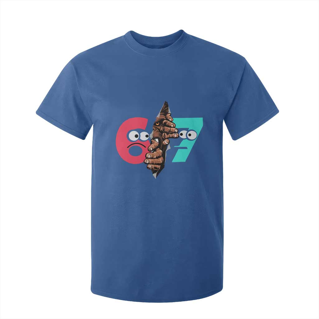 Bigfoot Six Seven Meme T Shirt For Kid 67 Viral Gen Alpha Slang Gift TS12 Royal Blue Print Your Wear