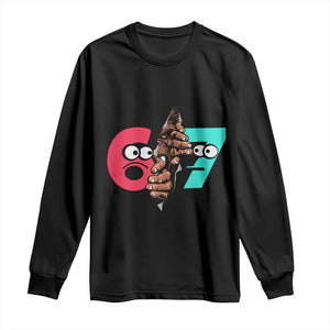 Bigfoot Six Seven Meme Long Sleeve Shirt 67 Viral Gen Alpha Slang Gift TS12 Black Print Your Wear