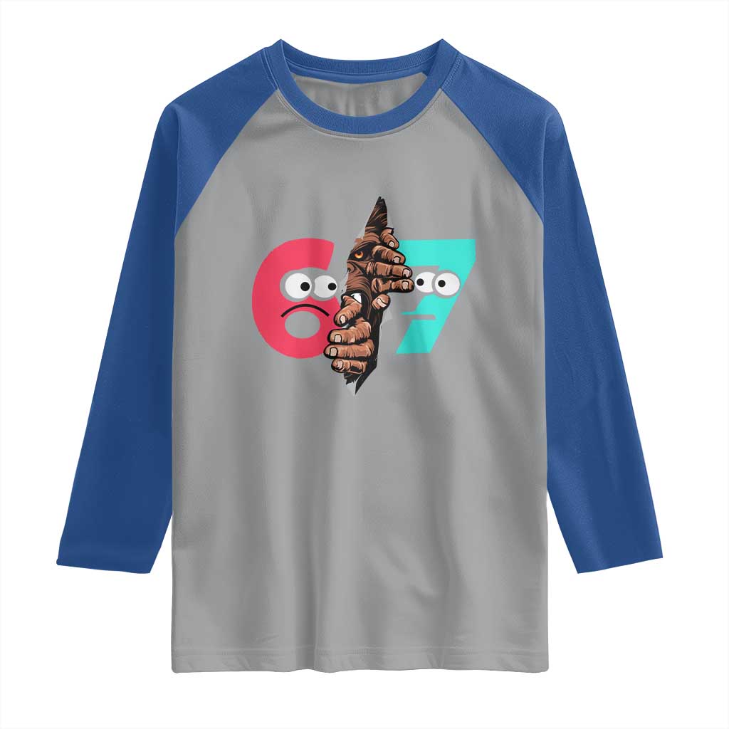Bigfoot Six Seven Meme Raglan Shirt 67 Viral Gen Alpha Slang Gift TS12 Sport Gray Royal Print Your Wear