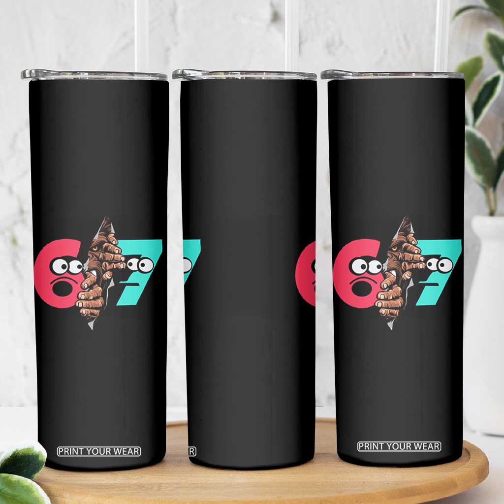 Bigfoot Six Seven Meme Skinny Tumbler 67 Viral Gen Alpha Slang Gift TS12 Print Your Wear