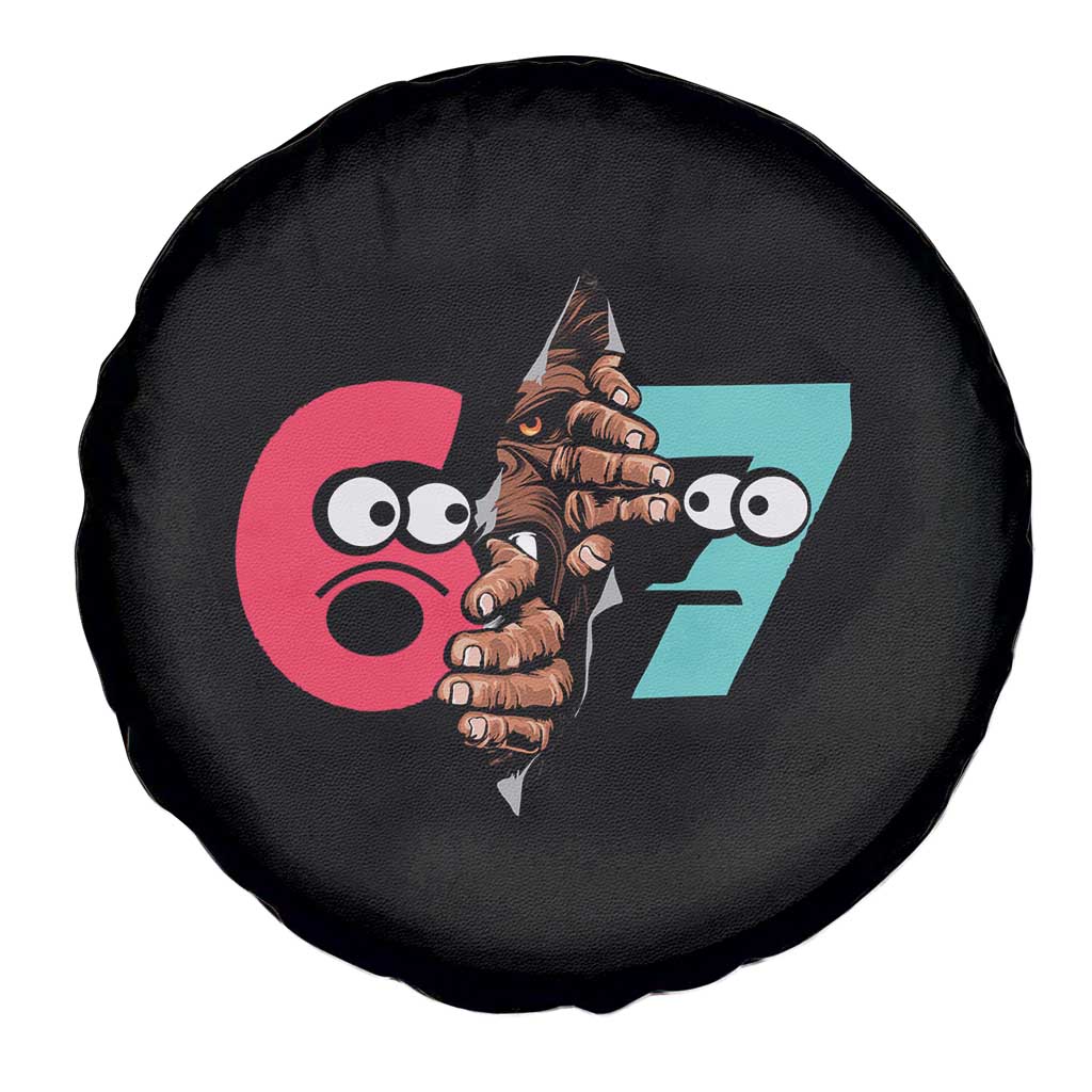 Bigfoot Six Seven Meme Spare Tire Cover 67 Viral Gen Alpha Slang Gift TS12 Print Your Wear
