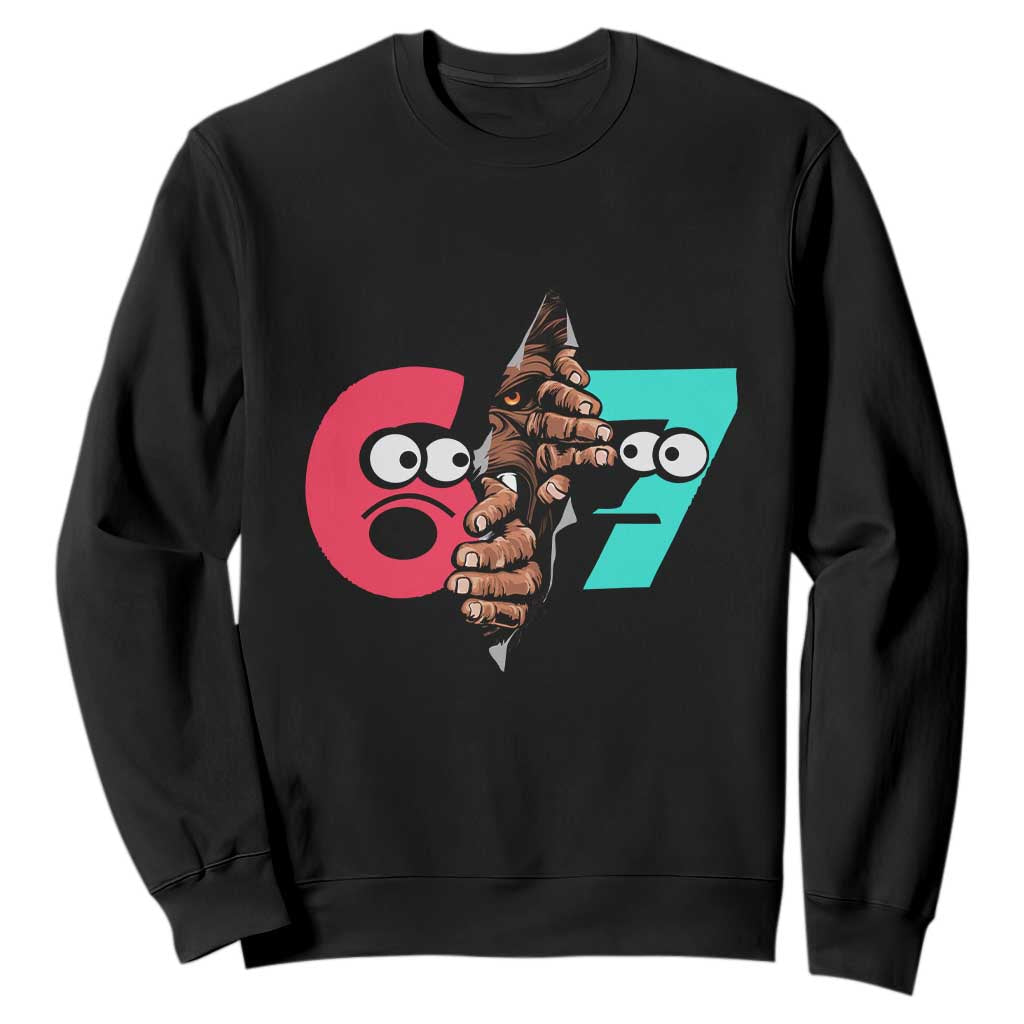 Bigfoot Six Seven Meme Sweatshirt 67 Viral Gen Alpha Slang Gift TS12 Black Print Your Wear