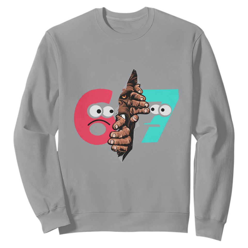 Bigfoot Six Seven Meme Sweatshirt 67 Viral Gen Alpha Slang Gift TS12 Sport Gray Print Your Wear
