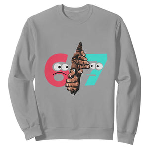 Bigfoot Six Seven Meme Sweatshirt 67 Viral Gen Alpha Slang Gift TS12 Sport Gray Print Your Wear