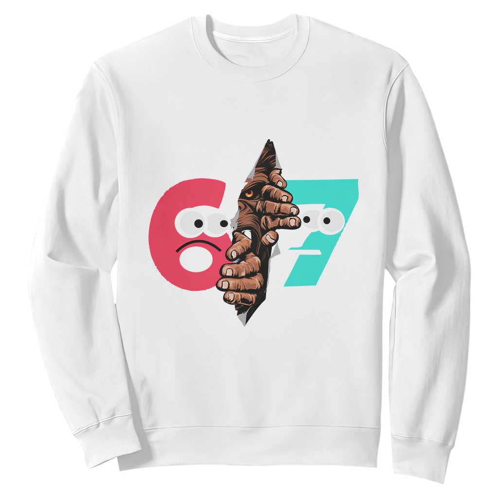 Bigfoot Six Seven Meme Sweatshirt 67 Viral Gen Alpha Slang Gift TS12 White Print Your Wear