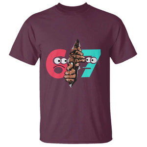 Bigfoot Six Seven Meme T Shirt 67 Viral Gen Alpha Slang Gift TS12 Maroon Print Your Wear