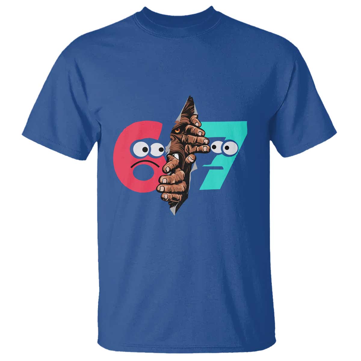 Bigfoot Six Seven Meme T Shirt 67 Viral Gen Alpha Slang Gift TS12 Royal Blue Print Your Wear