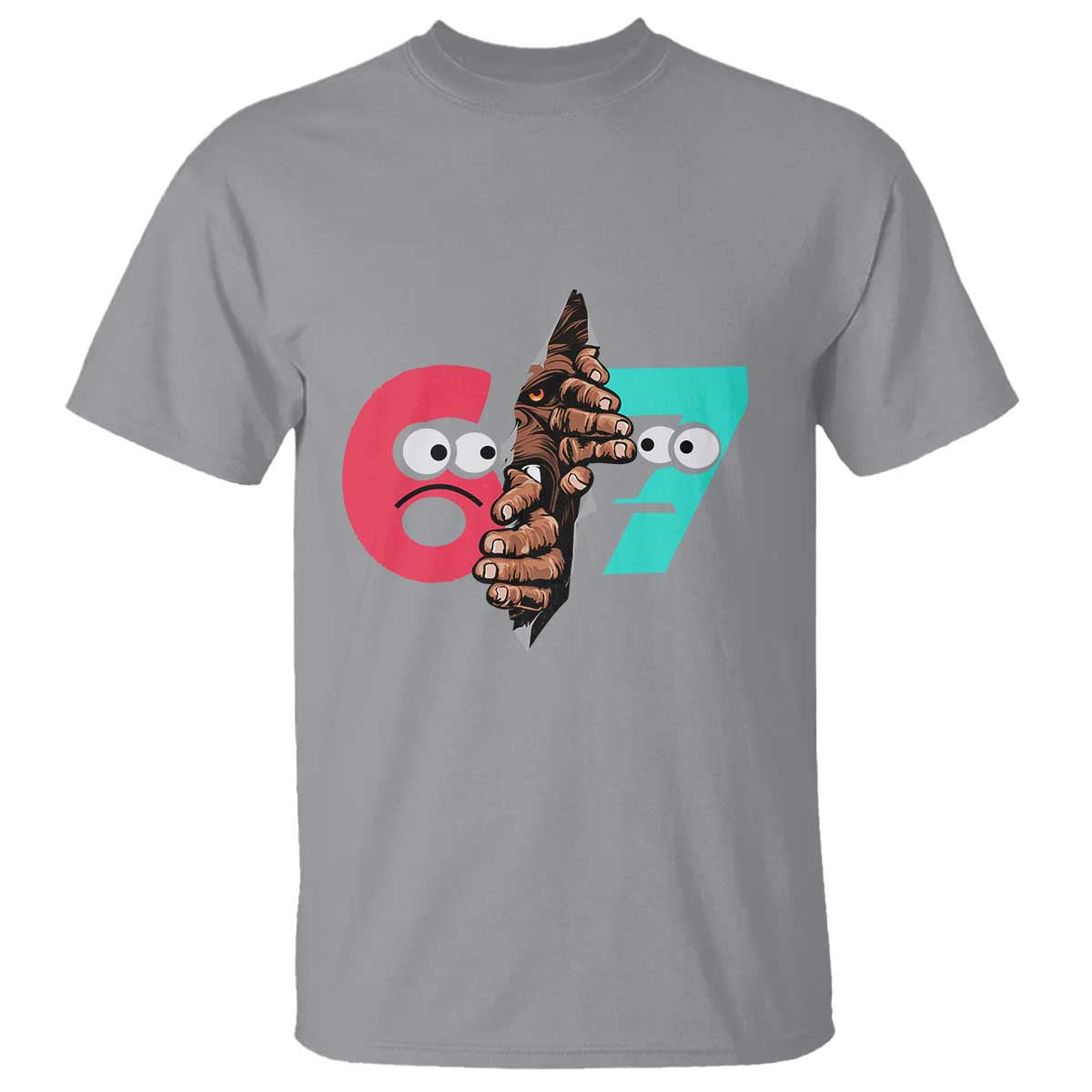 Bigfoot Six Seven Meme T Shirt 67 Viral Gen Alpha Slang Gift TS12 Sport Gray Print Your Wear