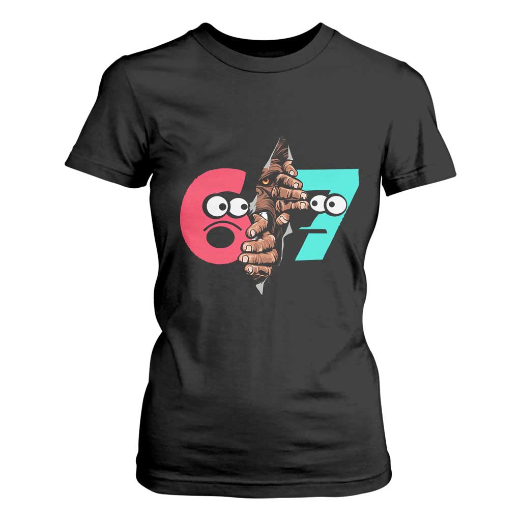 Bigfoot Six Seven Meme T Shirt For Women 67 Viral Gen Alpha Slang Gift TS12 Black Print Your Wear