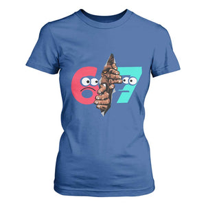 Bigfoot Six Seven Meme T Shirt For Women 67 Viral Gen Alpha Slang Gift TS12 Royal Blue Print Your Wear