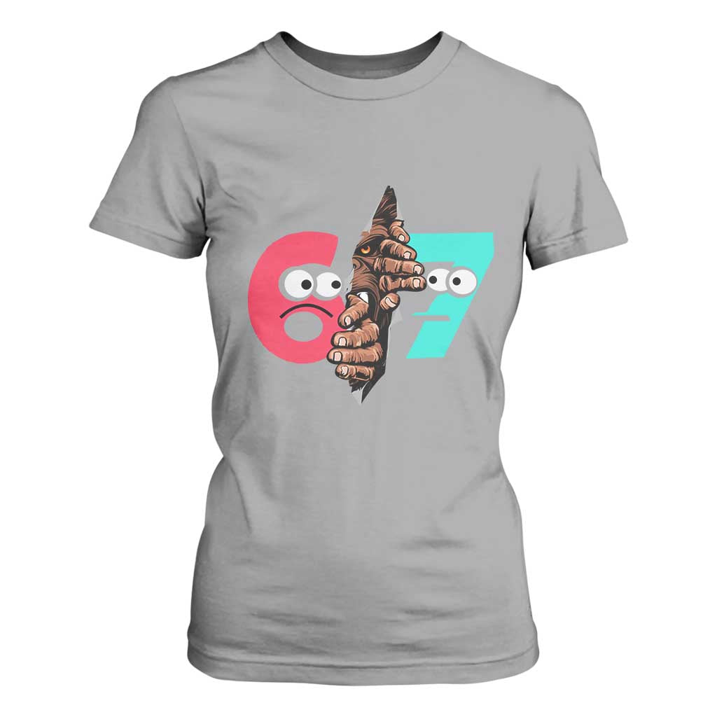 Bigfoot Six Seven Meme T Shirt For Women 67 Viral Gen Alpha Slang Gift TS12 Sport Gray Print Your Wear