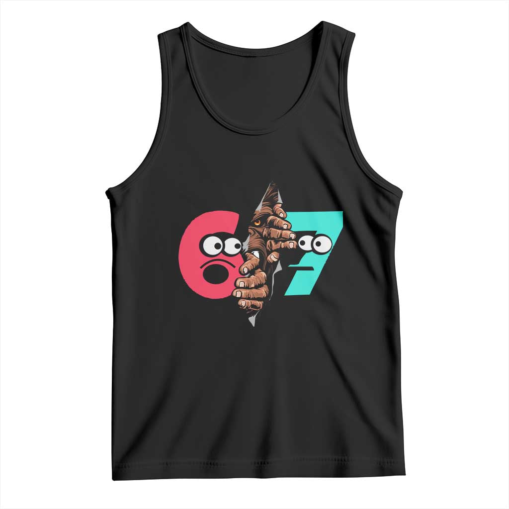 Bigfoot Six Seven Meme Tank Top 67 Viral Gen Alpha Slang Gift TS12 Black Print Your Wear