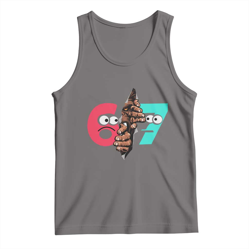 Bigfoot Six Seven Meme Tank Top 67 Viral Gen Alpha Slang Gift TS12 Deep Heather Print Your Wear