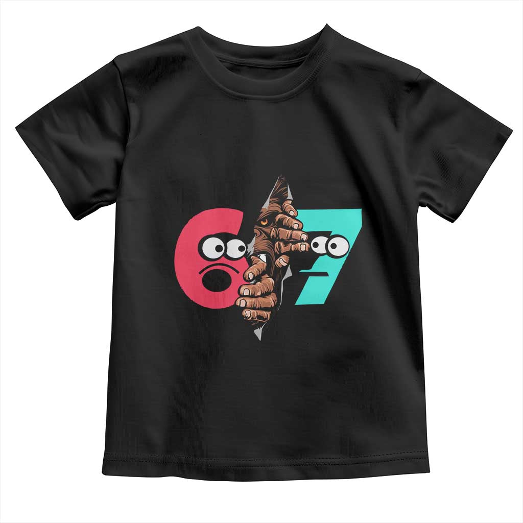 Bigfoot Six Seven Meme Toddler T Shirt 67 Viral Gen Alpha Slang Gift TS12 Black Print Your Wear
