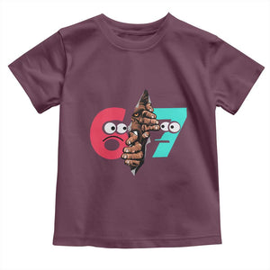 Bigfoot Six Seven Meme Toddler T Shirt 67 Viral Gen Alpha Slang Gift TS12 Maroon Print Your Wear