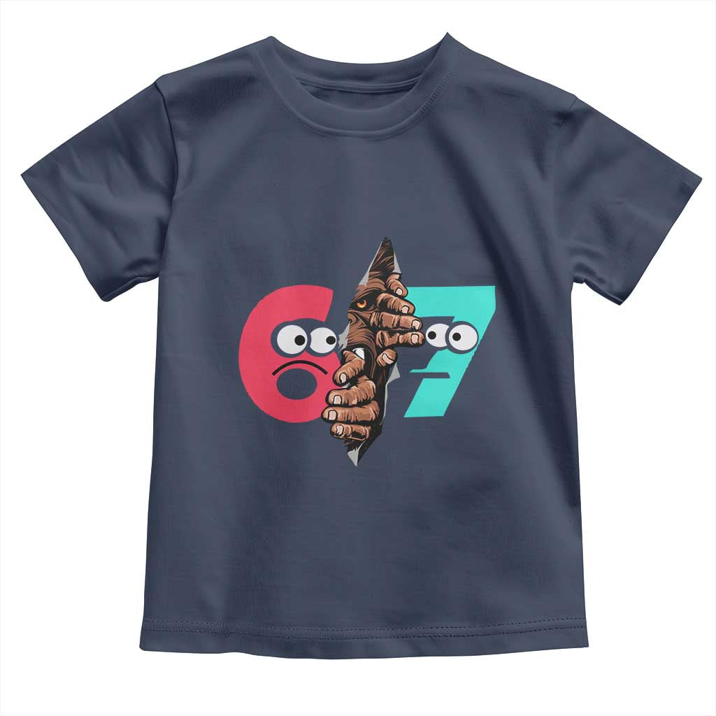Bigfoot Six Seven Meme Toddler T Shirt 67 Viral Gen Alpha Slang Gift TS12 Navy Print Your Wear