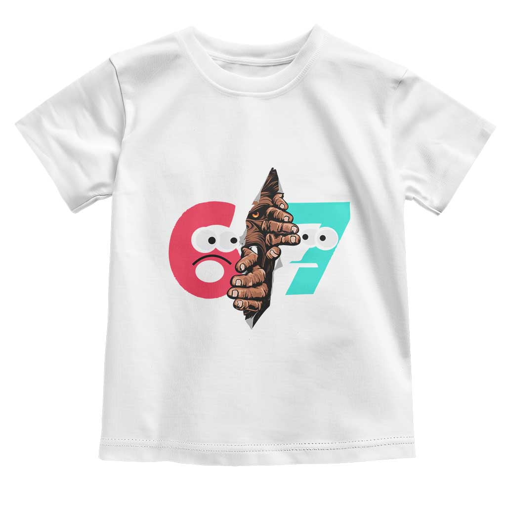 Bigfoot Six Seven Meme Toddler T Shirt 67 Viral Gen Alpha Slang Gift TS12 White Print Your Wear