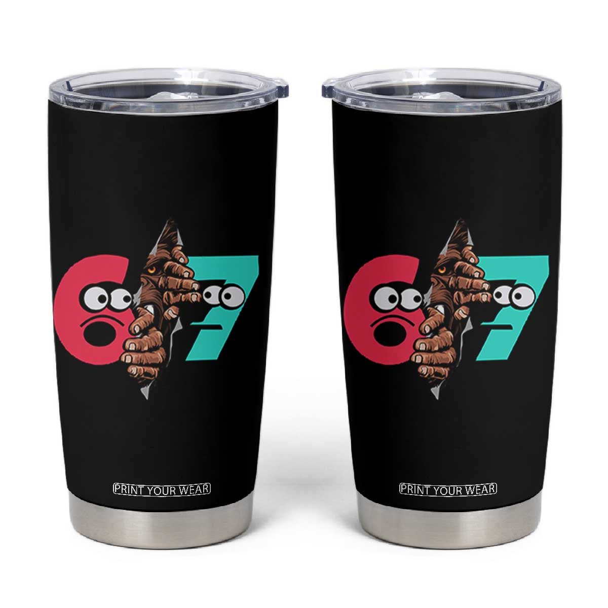 Bigfoot Six Seven Meme Tumbler Cup 67 Viral Gen Alpha Slang Gift TS12 Black Print Your Wear