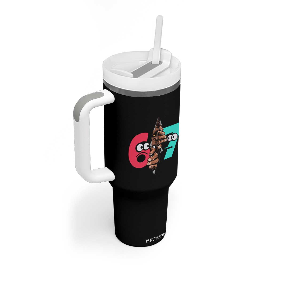 Bigfoot Six Seven Meme Tumbler With Handle 67 Viral Gen Alpha Slang Gift TS12 Print Your Wear