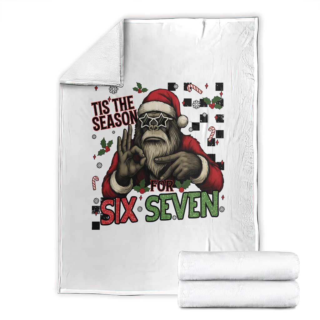 Funny Bigfoot Santa Tis The Season For Six Seven Meme Throw Blanket Christmas Gift TS12 White Print Your Wear
