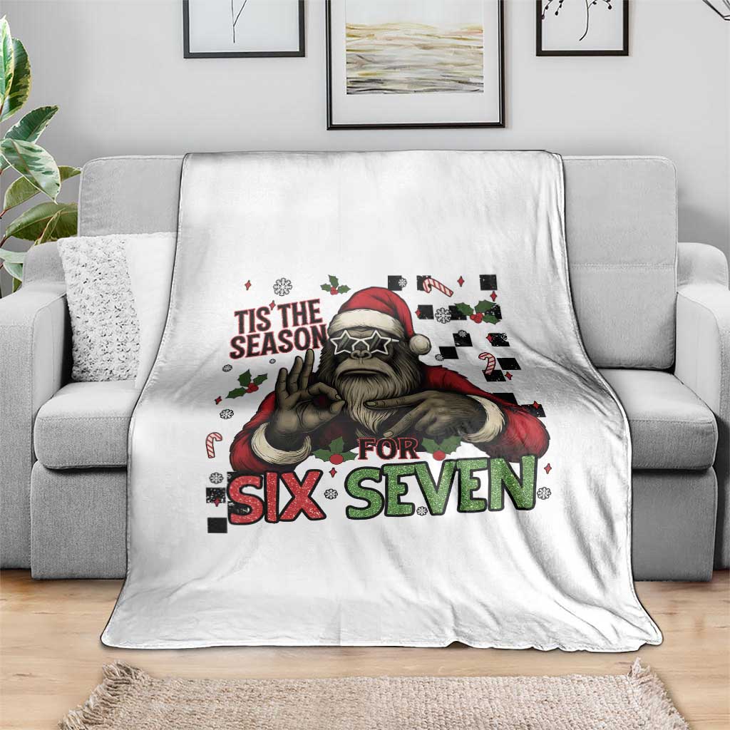 Funny Bigfoot Santa Tis The Season For Six Seven Meme Throw Blanket Christmas Gift TS12 Print Your Wear